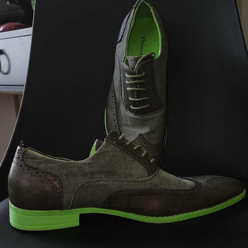 Men's Brown and Green Shoes